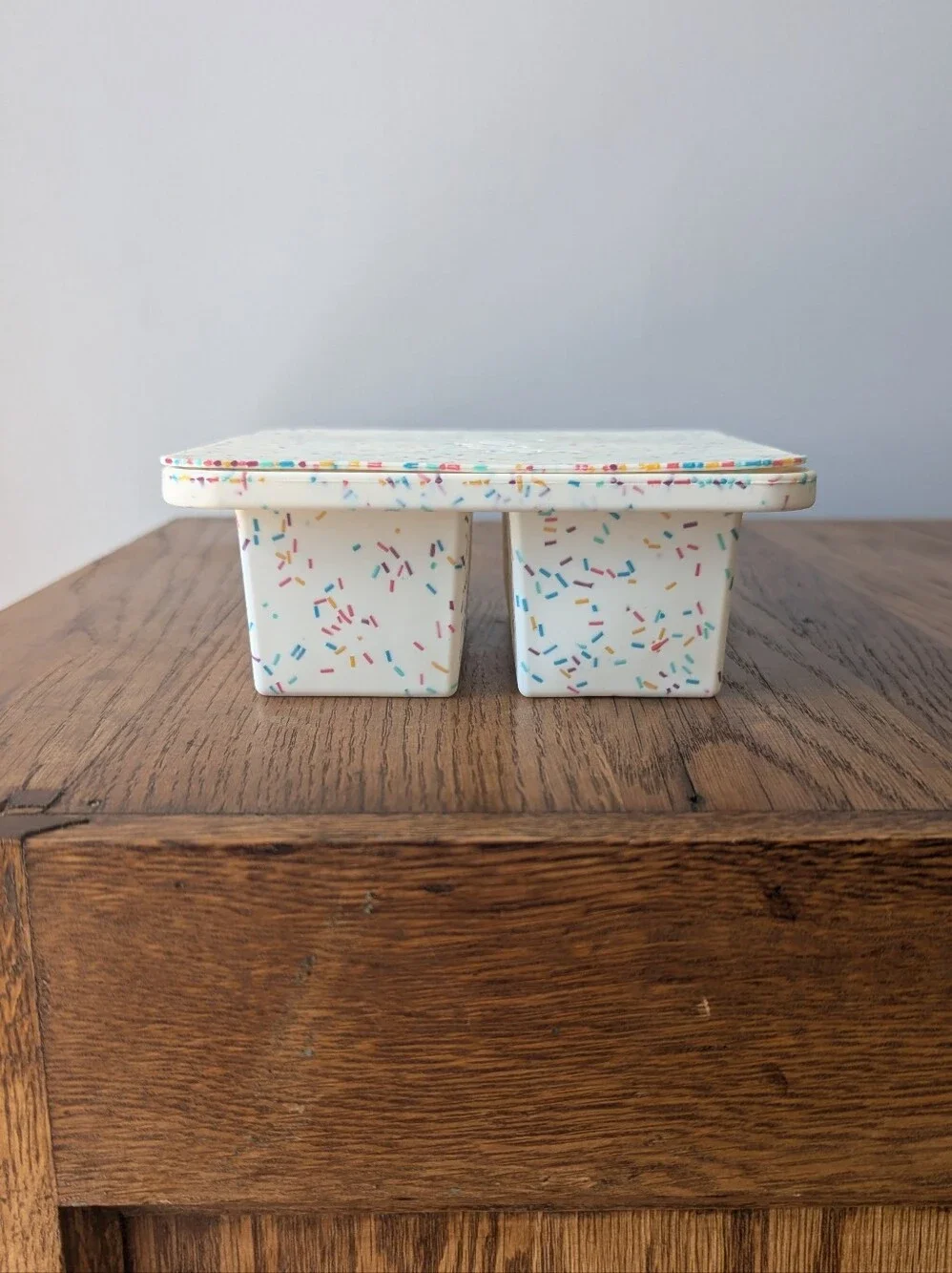 W&P Peak Extra Large Ice Cube Tray + Lid White Speckled Funfetti Silicone